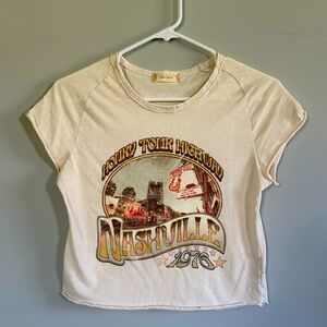 Altar’d State Destressed Cream Nashville Crop Top Size Small